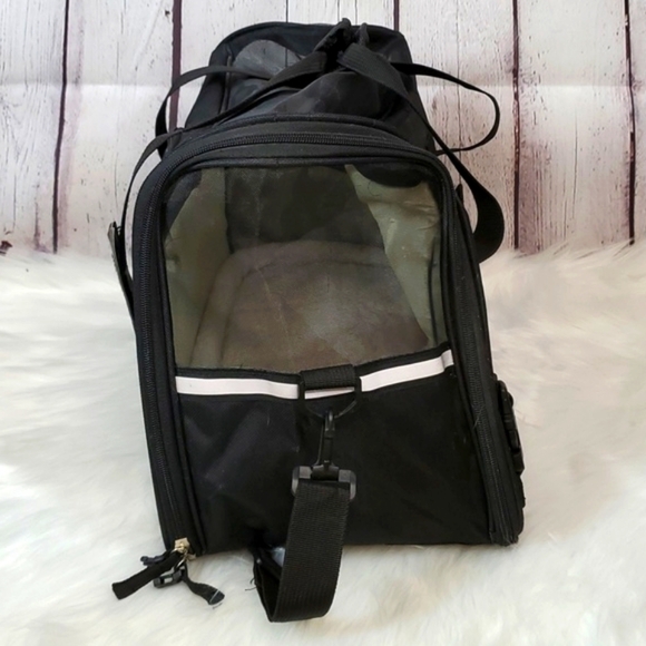 Soft Kennel Crate Small Pet Travel Bag Black Mesh Washable Removable Pad Airline - Picture 4 of 12